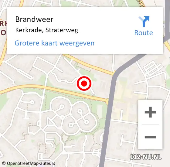 Locatie op kaart van de 112 melding: Brandweer Kerkrade, Straterweg op 24 augustus 2023 17:39