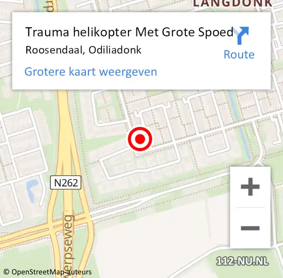 Locatie op kaart van de 112 melding: Trauma helikopter Met Grote Spoed Naar Roosendaal, Odiliadonk op 24 augustus 2023 18:20