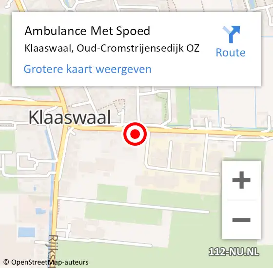 Locatie op kaart van de 112 melding: Ambulance Met Spoed Naar Klaaswaal, Oud-Cromstrijensedijk OZ op 24 augustus 2023 18:58