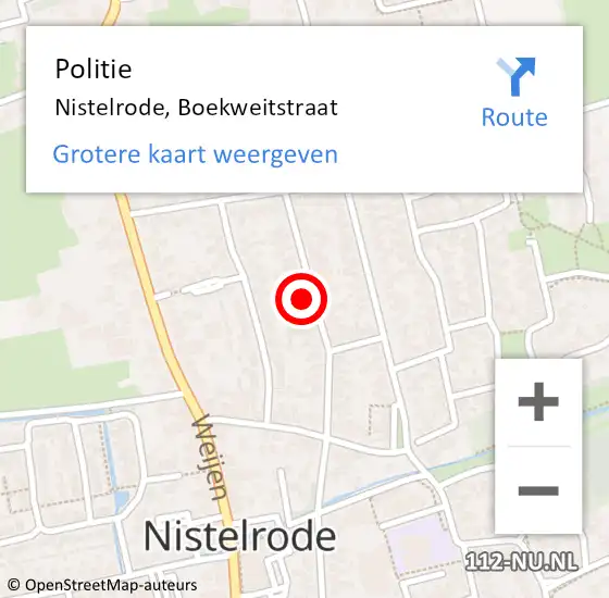 Locatie op kaart van de 112 melding: Politie Nistelrode, Boekweitstraat op 24 augustus 2023 19:06