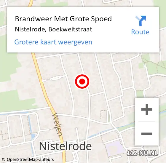 Locatie op kaart van de 112 melding: Brandweer Met Grote Spoed Naar Nistelrode, Boekweitstraat op 24 augustus 2023 19:06