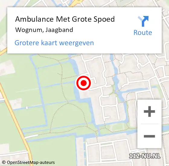 Locatie op kaart van de 112 melding: Ambulance Met Grote Spoed Naar Wognum, Jaagband op 24 augustus 2023 19:14