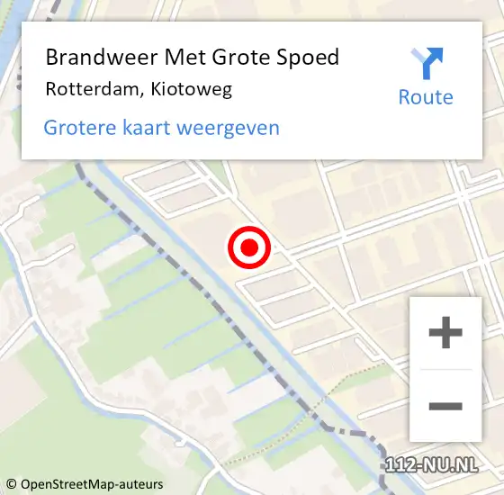 Locatie op kaart van de 112 melding: Brandweer Met Grote Spoed Naar Rotterdam, Kiotoweg op 24 augustus 2023 19:43