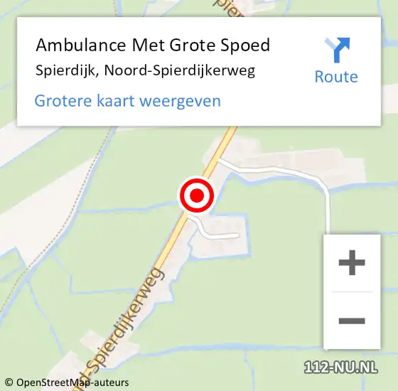 Locatie op kaart van de 112 melding: Ambulance Met Grote Spoed Naar Spierdijk, Noord-Spierdijkerweg op 24 augustus 2023 19:44