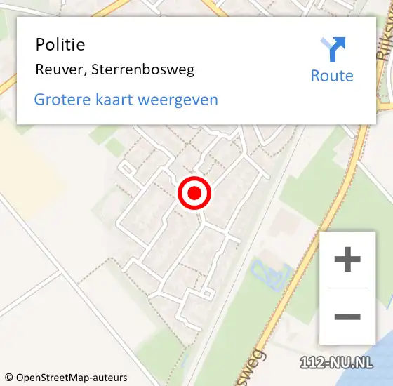 Locatie op kaart van de 112 melding: Politie Reuver, Sterrenbosweg op 24 augustus 2023 19:54