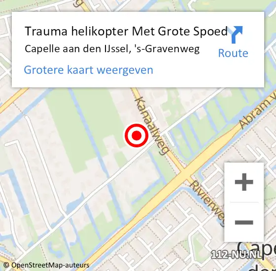 Locatie op kaart van de 112 melding: Trauma helikopter Met Grote Spoed Naar Capelle aan den IJssel, 's-Gravenweg op 24 augustus 2023 20:14