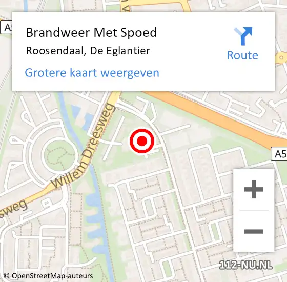 Locatie op kaart van de 112 melding: Brandweer Met Spoed Naar Roosendaal, De Eglantier op 24 augustus 2023 20:34