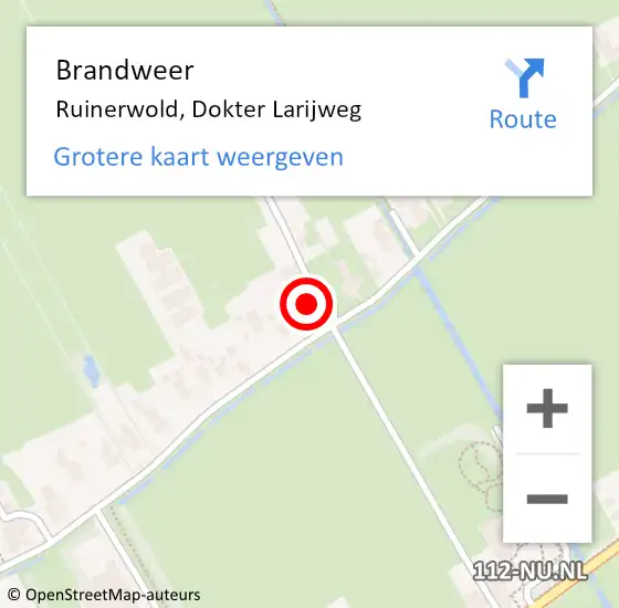 Locatie op kaart van de 112 melding: Brandweer Ruinerwold, Dokter Larijweg op 24 augustus 2023 21:19