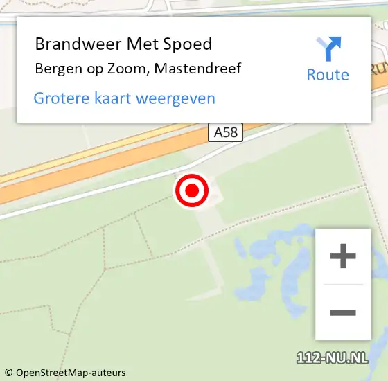 Locatie op kaart van de 112 melding: Brandweer Met Spoed Naar Bergen op Zoom, Mastendreef op 24 augustus 2023 21:20