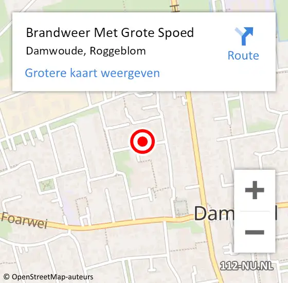 Locatie op kaart van de 112 melding: Brandweer Met Grote Spoed Naar Damwoude, Roggeblom op 24 augustus 2023 21:26