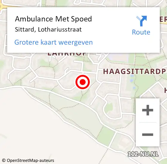 Locatie op kaart van de 112 melding: Ambulance Met Spoed Naar Sittard, Lothariusstraat op 5 september 2014 19:39