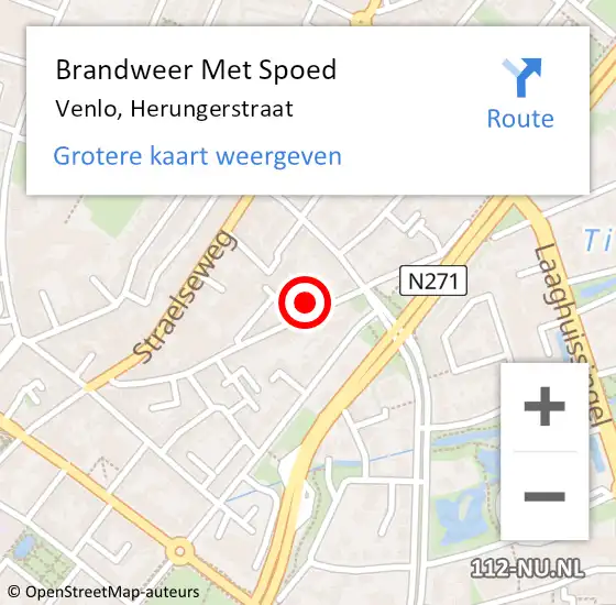 Locatie op kaart van de 112 melding: Brandweer Met Spoed Naar Venlo, Herungerstraat op 24 augustus 2023 22:43