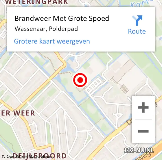 Locatie op kaart van de 112 melding: Brandweer Met Grote Spoed Naar Wassenaar, Polderpad op 24 augustus 2023 23:20