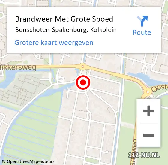 Locatie op kaart van de 112 melding: Brandweer Met Grote Spoed Naar Bunschoten-Spakenburg, Kolkplein op 25 augustus 2023 00:36