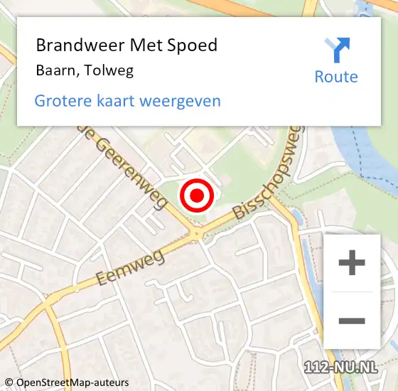 Locatie op kaart van de 112 melding: Brandweer Met Spoed Naar Baarn, Tolweg op 25 augustus 2023 02:00