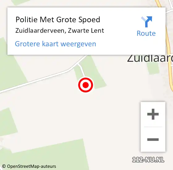 Locatie op kaart van de 112 melding: Politie Met Grote Spoed Naar Zuidlaarderveen, Zwarte Lent op 25 augustus 2023 02:48