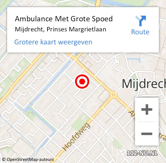 Locatie op kaart van de 112 melding: Ambulance Met Grote Spoed Naar Mijdrecht, Prinses Margrietlaan op 25 augustus 2023 03:03