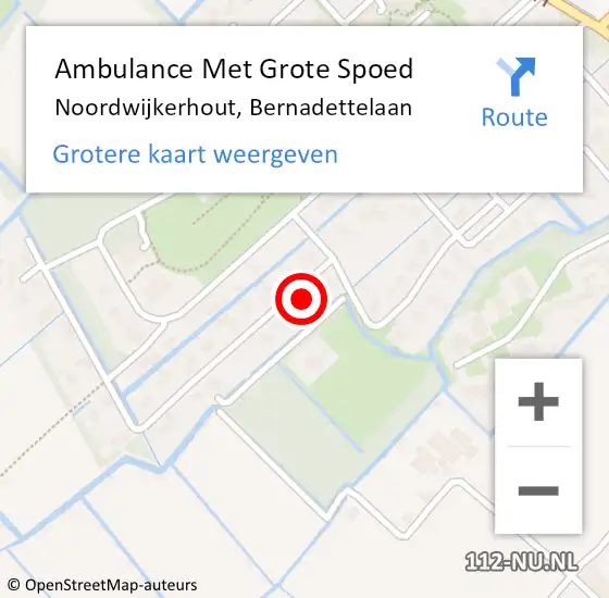 Locatie op kaart van de 112 melding: Ambulance Met Grote Spoed Naar Noordwijkerhout, Bernadettelaan op 25 augustus 2023 04:24