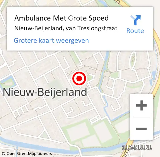 Locatie op kaart van de 112 melding: Ambulance Met Grote Spoed Naar Nieuw-Beijerland, van Treslongstraat op 25 augustus 2023 04:25