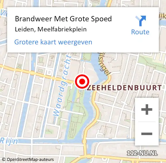 Locatie op kaart van de 112 melding: Brandweer Met Grote Spoed Naar Leiden, Meelfabriekplein op 25 augustus 2023 05:32