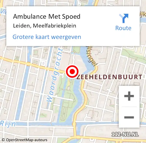 Locatie op kaart van de 112 melding: Ambulance Met Spoed Naar Leiden, Meelfabriekplein op 25 augustus 2023 05:34