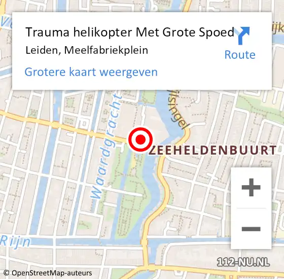 Locatie op kaart van de 112 melding: Trauma helikopter Met Grote Spoed Naar Leiden, Meelfabriekplein op 25 augustus 2023 05:40