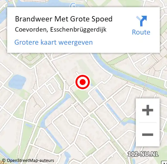 Locatie op kaart van de 112 melding: Brandweer Met Grote Spoed Naar Coevorden, Esschenbrüggerdijk op 25 augustus 2023 05:51