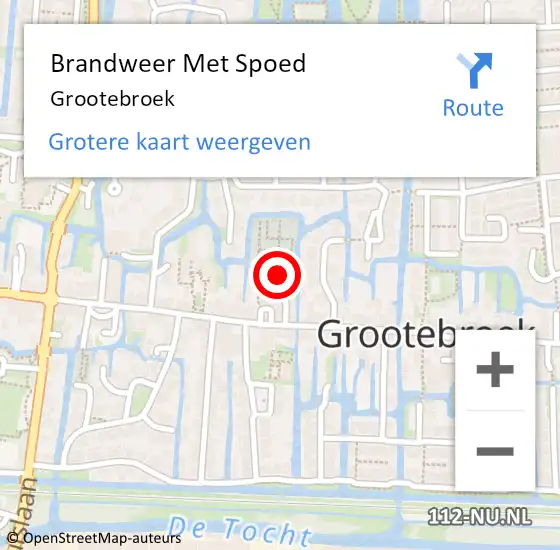 Locatie op kaart van de 112 melding: Brandweer Met Spoed Naar Grootebroek op 25 augustus 2023 06:37