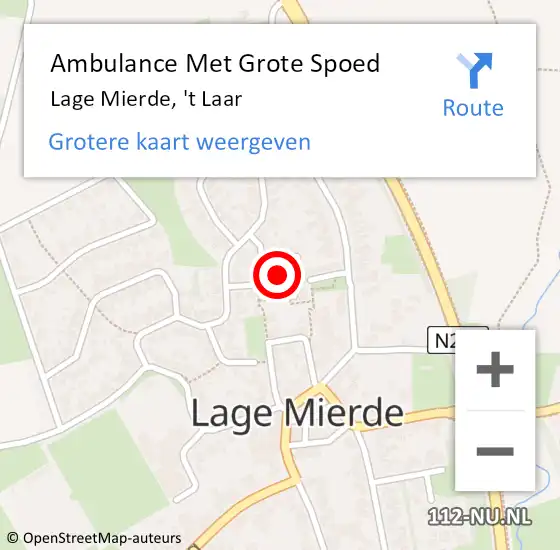 Locatie op kaart van de 112 melding: Ambulance Met Grote Spoed Naar Lage Mierde, 't Laar op 5 september 2014 20:11