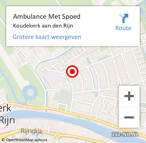 Locatie op kaart van de 112 melding: Ambulance Met Spoed Naar Koudekerk aan den Rijn op 25 augustus 2023 08:01