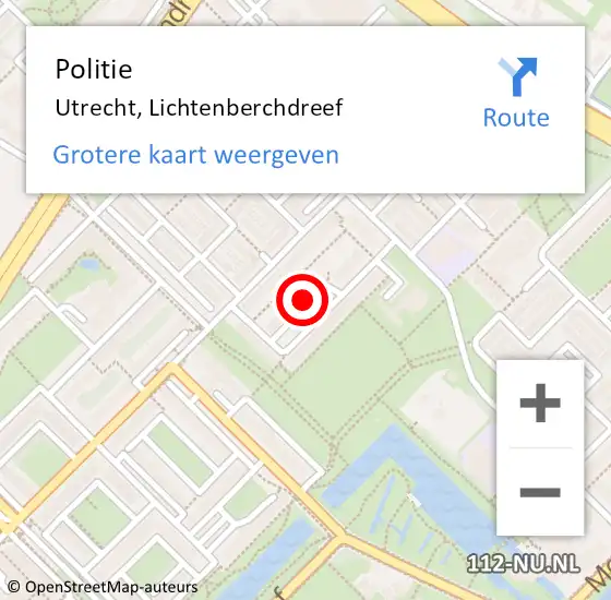 Locatie op kaart van de 112 melding: Politie Utrecht, Lichtenberchdreef op 25 augustus 2023 08:08