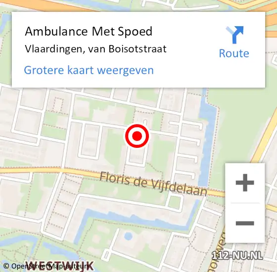 Locatie op kaart van de 112 melding: Ambulance Met Spoed Naar Vlaardingen, van Boisotstraat op 25 augustus 2023 08:18