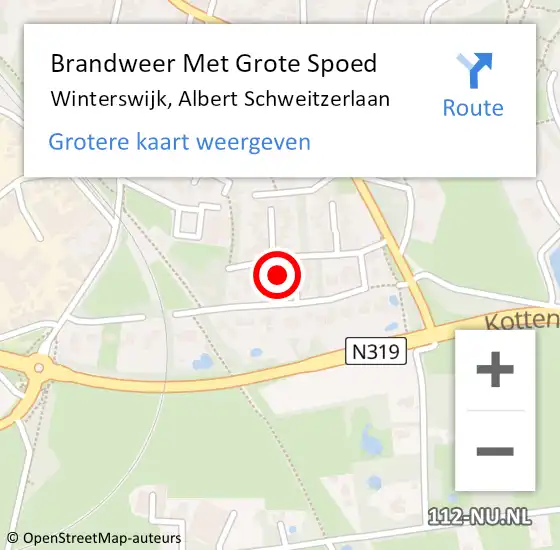 Locatie op kaart van de 112 melding: Brandweer Met Grote Spoed Naar Winterswijk, Albert Schweitzerlaan op 25 augustus 2023 08:29