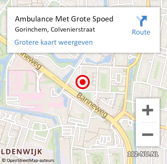 Locatie op kaart van de 112 melding: Ambulance Met Grote Spoed Naar Gorinchem, Colvenierstraat op 25 augustus 2023 08:34