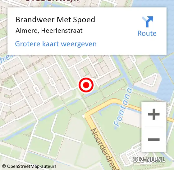 Locatie op kaart van de 112 melding: Brandweer Met Spoed Naar Almere, Heerlenstraat op 5 september 2014 20:17