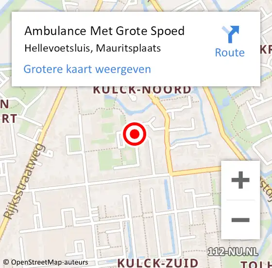 Locatie op kaart van de 112 melding: Ambulance Met Grote Spoed Naar Hellevoetsluis, Mauritsplaats op 25 augustus 2023 08:50