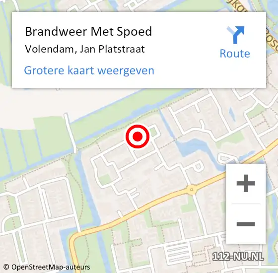 Locatie op kaart van de 112 melding: Brandweer Met Spoed Naar Volendam, Jan Platstraat op 13 oktober 2013 17:07