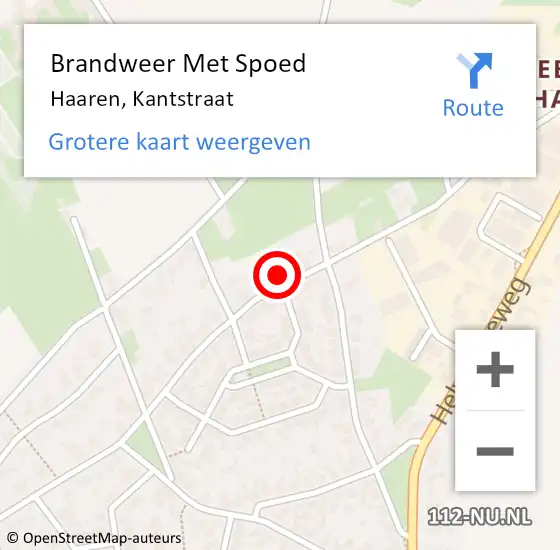 Locatie op kaart van de 112 melding: Brandweer Met Spoed Naar Haaren, Kantstraat op 25 augustus 2023 09:42