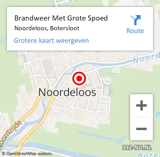 Locatie op kaart van de 112 melding: Brandweer Met Grote Spoed Naar Noordeloos, Botersloot op 25 augustus 2023 09:44