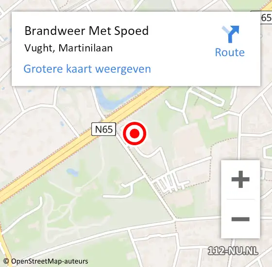 Locatie op kaart van de 112 melding: Brandweer Met Spoed Naar Vught, Martinilaan op 25 augustus 2023 09:46