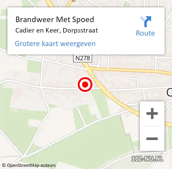 Locatie op kaart van de 112 melding: Brandweer Met Spoed Naar Cadier en Keer, Dorpsstraat op 25 augustus 2023 10:06