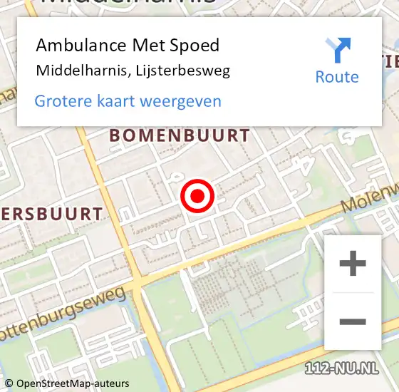 Locatie op kaart van de 112 melding: Ambulance Met Spoed Naar Middelharnis, Lijsterbesweg op 25 augustus 2023 10:16