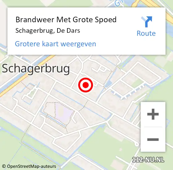 Locatie op kaart van de 112 melding: Brandweer Met Grote Spoed Naar Schagerbrug, De Dars op 25 augustus 2023 10:18