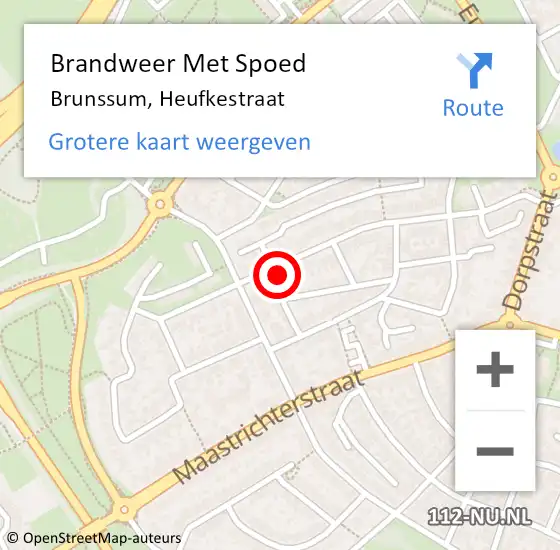 Locatie op kaart van de 112 melding: Brandweer Met Spoed Naar Brunssum, Heufkestraat op 25 augustus 2023 10:25