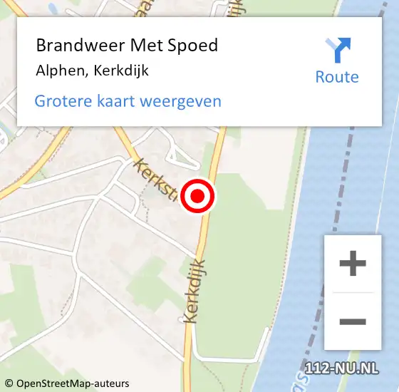 Locatie op kaart van de 112 melding: Brandweer Met Spoed Naar Alphen, Kerkdijk op 25 augustus 2023 10:33