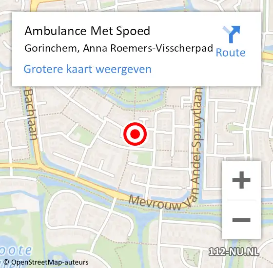 Locatie op kaart van de 112 melding: Ambulance Met Spoed Naar Gorinchem, Anna Roemers-Visscherpad op 25 augustus 2023 10:41