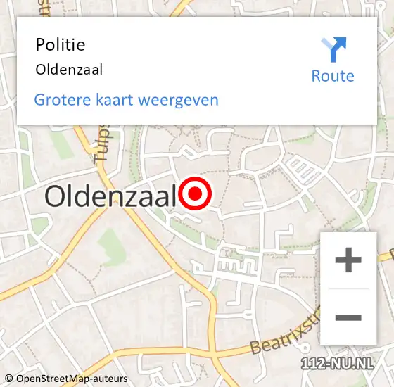 Locatie op kaart van de 112 melding: Politie Oldenzaal op 25 augustus 2023 10:52