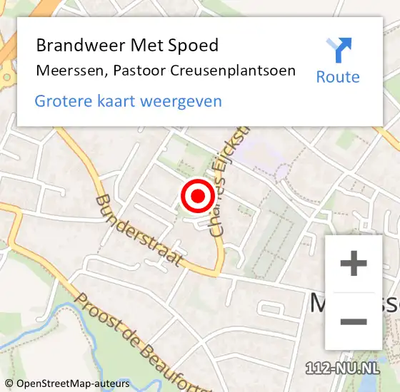 Locatie op kaart van de 112 melding: Brandweer Met Spoed Naar Meerssen, Pastoor Creusenplantsoen op 25 augustus 2023 11:01