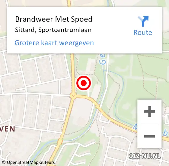 Locatie op kaart van de 112 melding: Brandweer Met Spoed Naar Sittard, Sportcentrumlaan op 25 augustus 2023 11:02