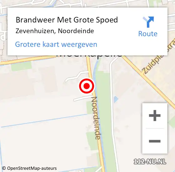 Locatie op kaart van de 112 melding: Brandweer Met Grote Spoed Naar Moerkapelle, Noordeinde op 25 augustus 2023 11:05